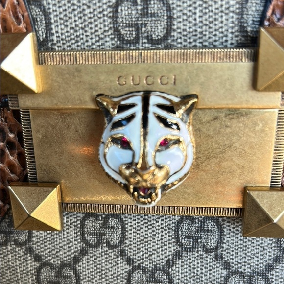 GUCCI Medium GG Supreme Osiride Python Trim Top Handle Bag - Picture 2 of 16